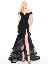 Amazing Evening Dress Mermaid Off-The-Shoulder Velour Ruffles Formal Split Party Dresses Gossip Gowns-showprettydress