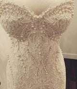 AmazingSweetheart Lace Mermaid Pearls Zipper Wedding Dress-showprettydress