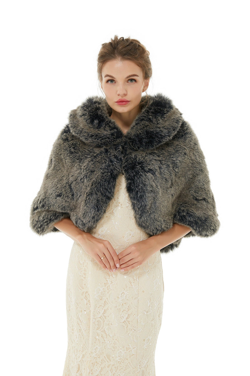 Amey - Winter Faux Fur Wedding Wrap-showprettydress