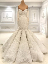 Beautiful Ivory Mermaid Sweetheart Lace Bridal Gowns for Wedding-showprettydress