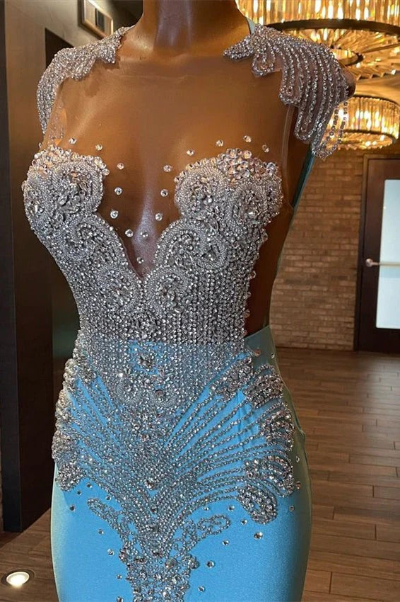 Beautiful Long Mermaid Sleeveless Backless Formal Prom Dress With Beading-showprettydress