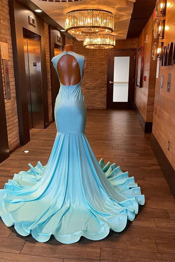 Beautiful Long Mermaid Sleeveless Backless Formal Prom Dress With Beading-showprettydress