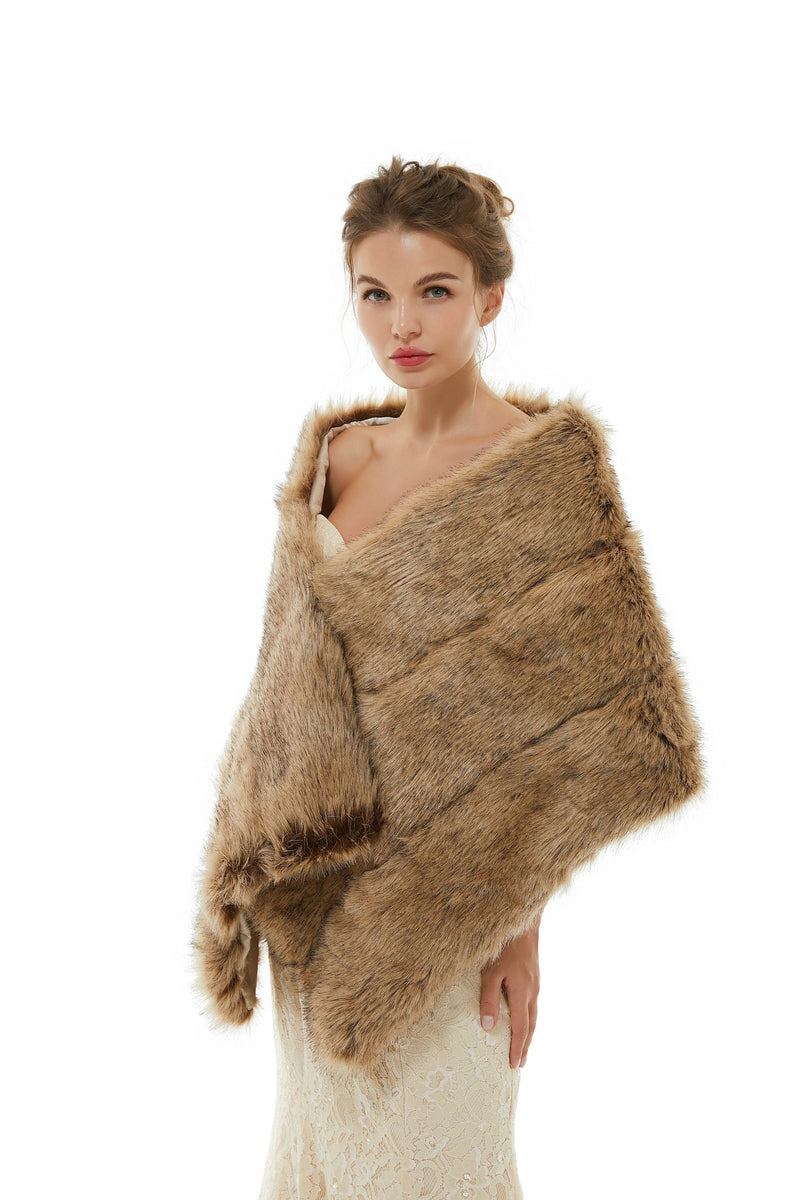 Bency - Winter Faux Fur Wedding Wrap-showprettydress