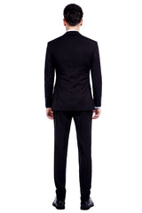 Bespoke Solid Black Three Piece Suits for Men-showprettydress