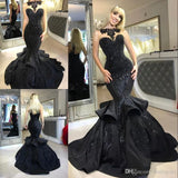 Chic Black Mermaid Prom Party GownsLong Sequins Ruffles Party Gowns-showprettydress