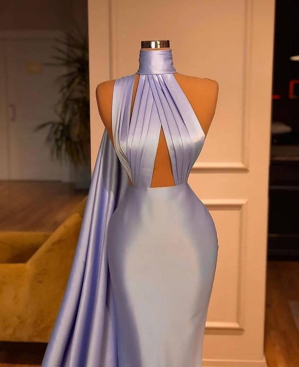 Chic Lilac One-shoulder Mermaid Long Prom Dresses On Sale-showprettydress