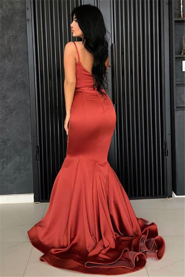 Chic Mermaid Spaghetti Straps Evening Dresses Long Affordable Evening Dresses On Sale-showprettydress