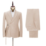 Classy Champagne Men's Casual Suit for Buckle Button Formal Groomsmen Suit for Wedding-showprettydress