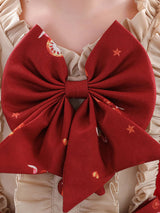 Designed Neckline Tulle Short Sleeves Short A-Line Bows Red Kids Party Dresses-showprettydress