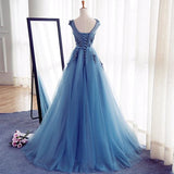 Elegant Illusion Sleeveless Lace Appliques A-line Lace-up Prom Party Gowns-showprettydress