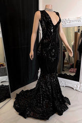 Elegant Long Mermaid Satin Lace Sleeveless Formal Prom Dress-showprettydress