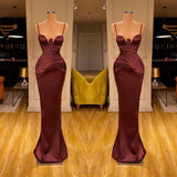 Elegant Mermaid Spaghetti Straps Evening Party Gowns Long Prom Dresses-showprettydress