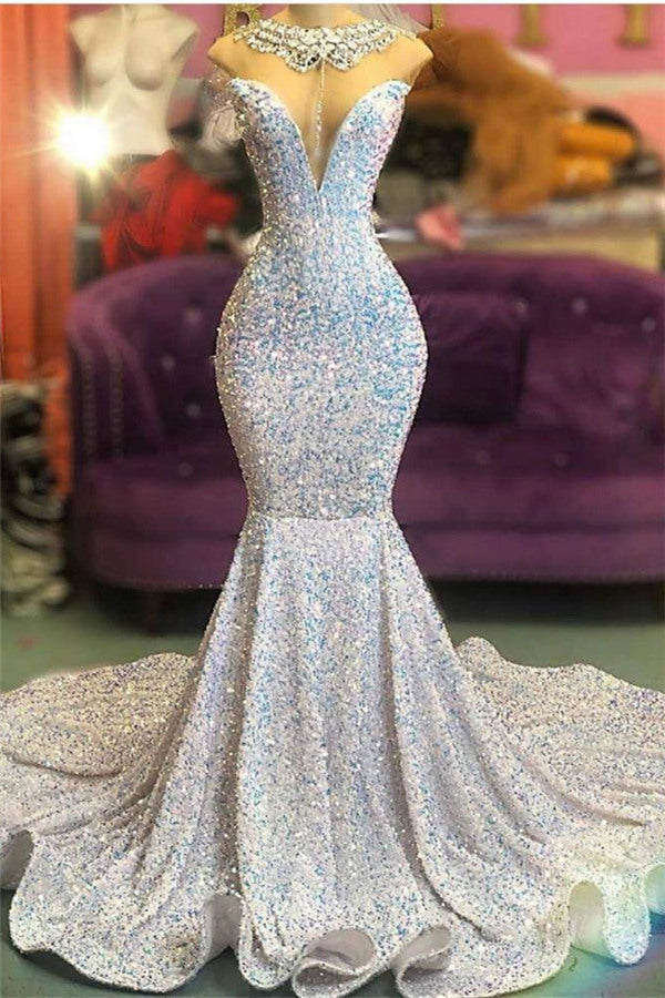 Elegant Sweetheart Mermaid Sparkle Sequin Evening Dresses-showprettydress