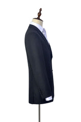 Gentle Black Tweed Notch Lapel Two Buttons Mens Suits for Formal-showprettydress