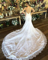 Gorgeous Cap Sleeves Mermaid Wedding Dress Lace Bridal Wear With Zipper Back-showprettydress