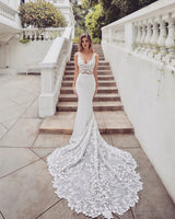 Gorgeous Mermaid V-neck Lace Wedding Dress-showprettydress