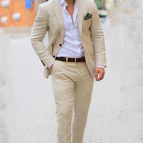 Ocean Blue Linen Summer Beach Groom Wedding Suits, Casual Man Blazer  Tuxedo