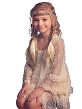 Jewel Neck Lace Long Sleeves Short A-Line Lace Kids Social Party Dresses-showprettydress