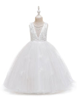 Jewel Neck Polyester Sleeveless Ankle-Length Bows Formal Kids Pageant flower girl dresses-showprettydress