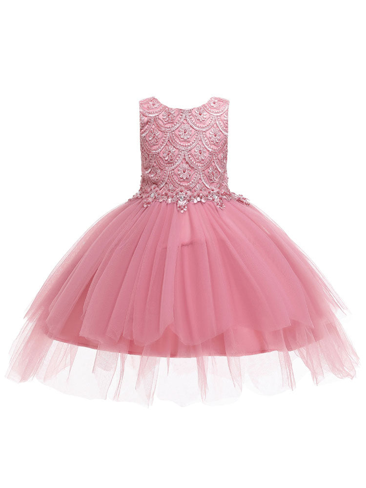 Jewel Neck Sleeveless Bows Formal Kids Pageant flower girl dresses ...