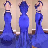 Lace Appliques Mermaid Evening Gowns Prom Party Gowns-showprettydress