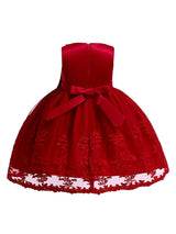 Lace Bow A-line Kids Short Formal Party Dress-showprettydress