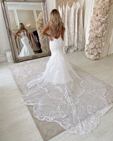 Lace Straps Mermaid Wedding Dresses Bandage Appliques Bridal Gowns-showprettydress