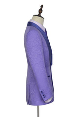 Lavender Jacquard Silk Shawl Lapel Bespoke Marriage Suits-showprettydress