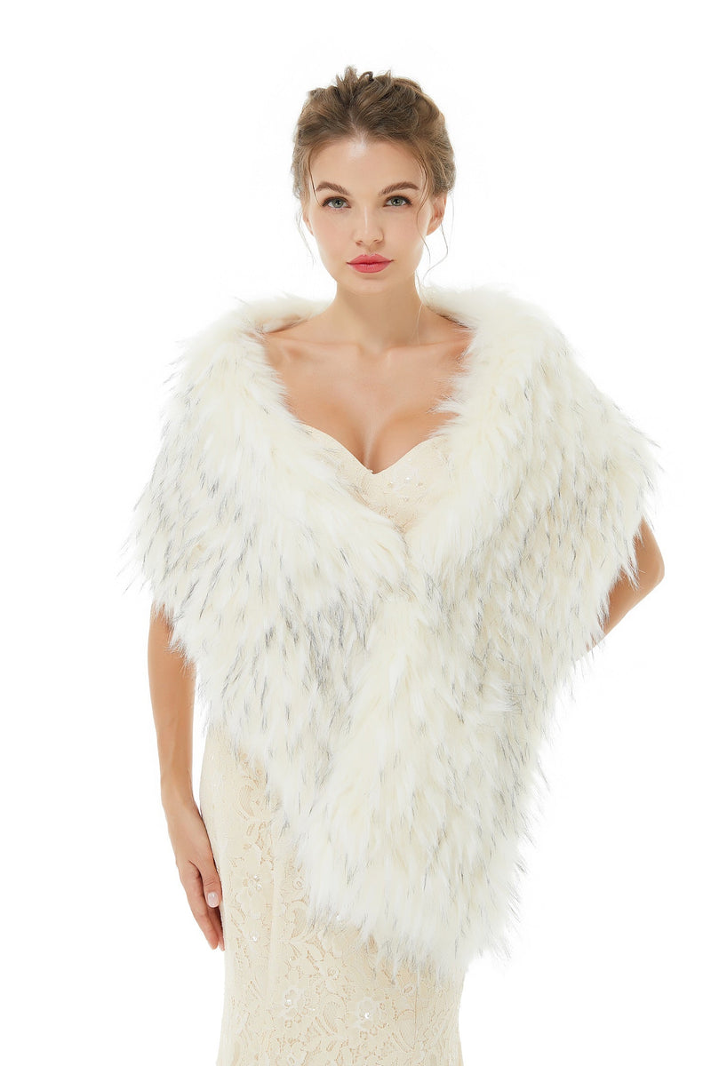 Light Gray Wedding Wrap Accessories Faux Fur Bridal Cover Ups-showprettydress