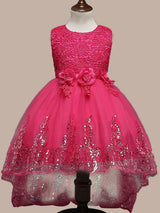 Manadlian Child Girls Sequined Strapless Long Organza Princess Girl Dress-showprettydress