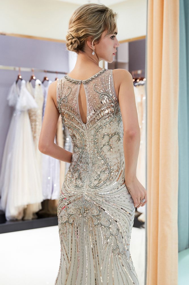 Mermaid Sleeveless Long Evening Dresses with Gorgeous Beading-showprettydress