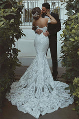 Mermaid Lace Wedding Dress Modern Court Train Sweetheart Bridal Gowns with Sleeve Decorations-showprettydress