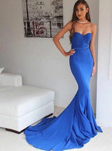 Mermaid Sleeveless Evening Gowns Sweetheart Court Train Formal Dress-showprettydress