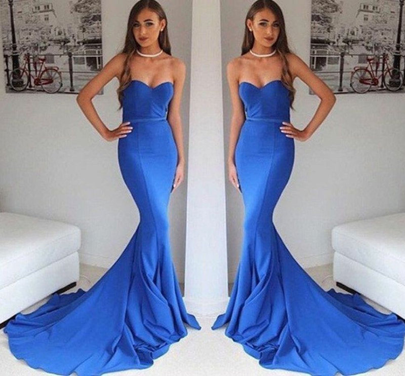 Mermaid Sleeveless Evening Gowns Sweetheart Court Train Formal Dress-showprettydress