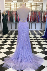 Mermaid Strapless Spaghetti Strap Floor Length Tulle Backless Applique Prom Dress-showprettydress