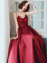 Modern Evening Dress A-Line Strapless Satin Fabric Floor-Length Pleated Social Party Dresses-showprettydress