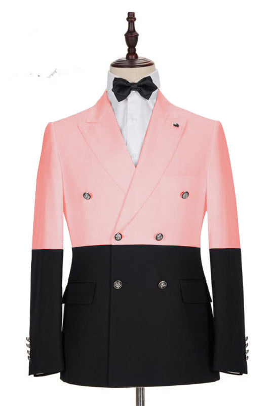 Modern Pink Double Breasted Slim Fit Designer Men Suits for Prom-showprettydress