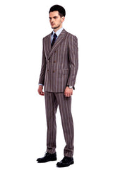 Peak Lapel Plaid Double Breasted Premium Mens Suits with Flap Pocket-showprettydress