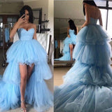 Showprettydess Sweetheart Tulle Hi-Lo Blue Prom Dress-showprettydress