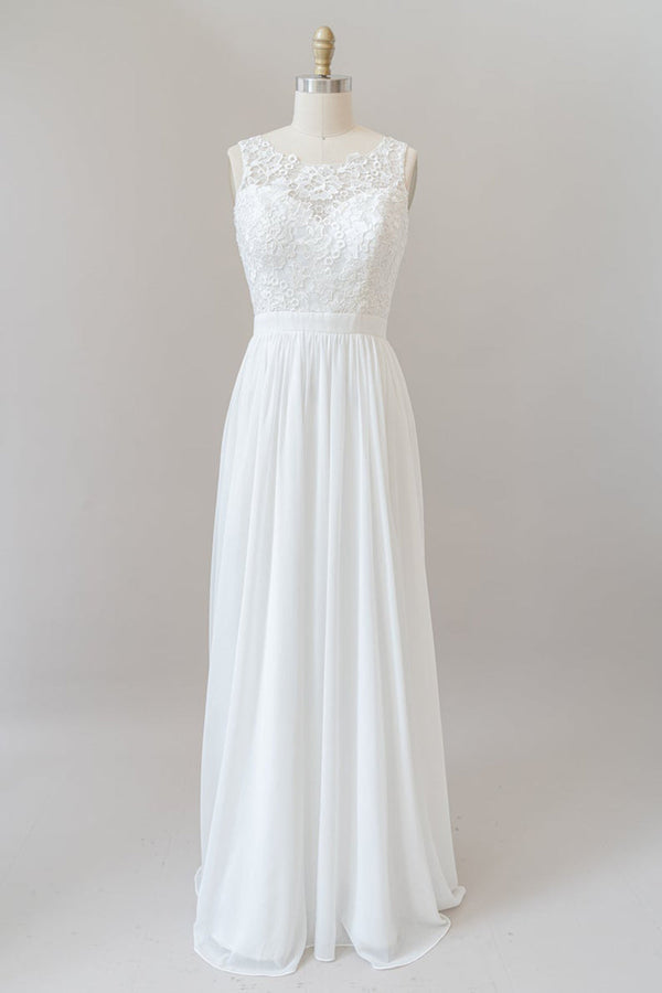 Straps Lace A-line Boho Wedding Dress-showprettydress