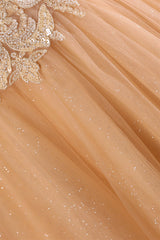 Straps Sparkle Ball Gown Sleeveless Beaded Quince Dresses-Showprettydress