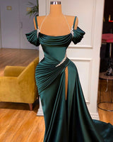 Stunning Long Mermaid Off the Shoulder Prom Dress Ruffles With High Split-showprettydress