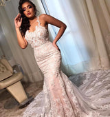 Stunning Sleeveless Mermaid Lace Wedding Dress Online-showprettydress