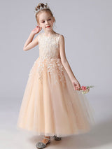 White Jewel Neck Sleeveless Bows Kids Party Dresses Princess Dress-showprettydress