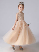 White Jewel Neck Sleeveless Bows Kids Party Dresses Princess Dress-showprettydress